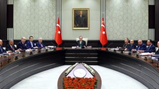 cumhurbaşkanı Erdoğan'ın başkanlık ettiği Milli Güvenlik Kurulu toplantısından.