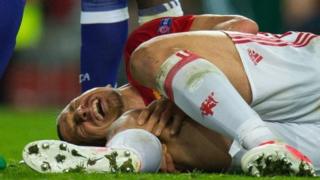 Ibrahimovic, a lokacin da ya ji raunin a Old Trafford