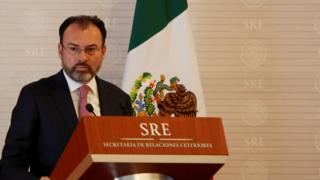 Mexico"s Foreign Minister Luis Videgaray addresses the audience during a meeting between Mexico and the United Nations on human rights in Mexico City, Mexico February 22, 2017