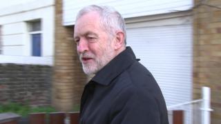 Jeremy Corbyn leaving his home on Monday