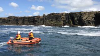 RIB in water at Yesnaby