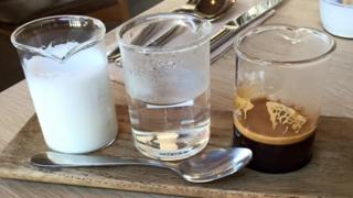 A "deconstructed flat white" served at a Melbourne cafe