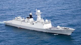 Chinese missile frigate, the Yancheng, sailing in a undisclosed location in undated photo
