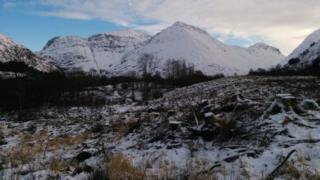 The site in Glen Coe where the turf building was found