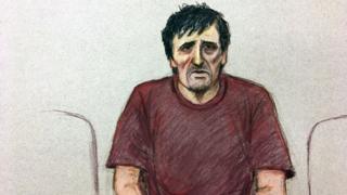 A drawing of Darren Osborne at the Old Bailey