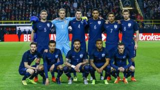 L'équipe nationale d'Angleterre en rencontre amicale internationale contre l'Allemagne à Dortmund le 22 mars dernier