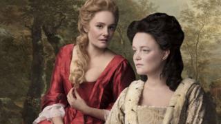 ROMOLA GARAI (SARAH, DUCHESS OF MALBOROUGH) AND EMMA CUNNIFFE (QUEEN ANNE) IN QUEEN ANNE.