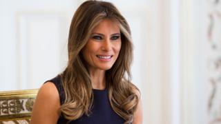 Mélanie Trump, la première dame des Etats-Unis lors d'une rencontre le 6 juillet avec Agata Kornhauser-Duda la première dame polonaise