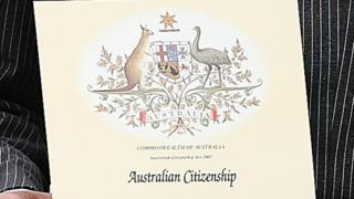 Sertifikat kewarganegaraan Australia.