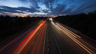 Lights on motorway at dusk