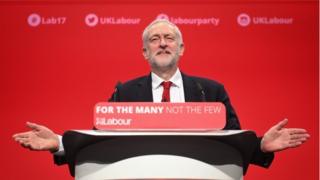 Jeremy Corbyn giving speech at Labour party conference
