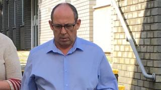 Robert David Hughes leaving Llanelli Magistrates' Court