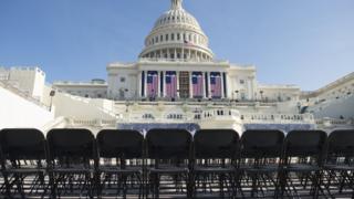 The West side of the US Capitol is seen during a rehearsal for the inauguration of President-elect Donald Trump in Washington, DC.
