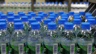 A view taken at French mineral water Volvic factory on July 2, 2014