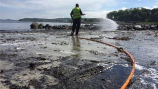 On Saturday, 40,000 litres of diesel got into a storm drain at Caterpillar's Larne plant