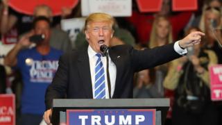 米ウィスコンシン州の集会で演説するトランプ氏
