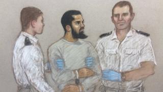 A court sketch of Khalid Mohamed Omar Ali