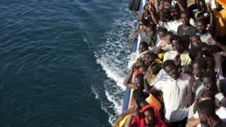 Migrants from north Africa at Trapani harbour, Southern Italy (20 August 2016)