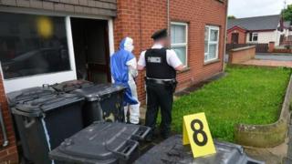 Police at the scene in Newtownards