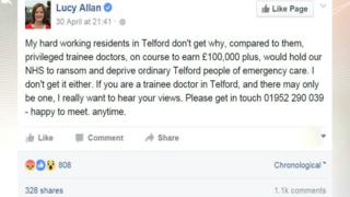 Lucy Allan's Facebook post
