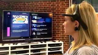 Woman using headset