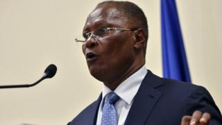 Jocelerme Privert at the National Palace in Port-au-Prince, Haiti, 30 May 2016