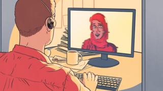 Caseworker interviewing asylum applicant over glitchy video link