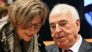 A photo from 8 October, 2014 shows former German chancellor Helmut Kohl speaking to his wife Maike Kohl-Richter