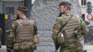 Army patrol outside EU headquarters in Brussels - 22 July