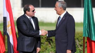 صورة للرئيسين المصري والبرتغالي