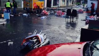 Damaged stalls at the Magherafelt Christmas market