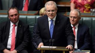 Australian Treasurer Scott Morrison delivers the 2016 Federal Government's budget in the House of Representatives in Canberra, Australia, May 3, 2016.