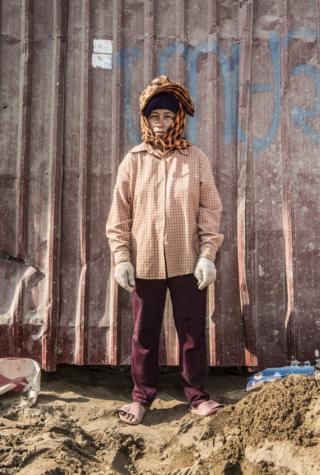 A female construction worker