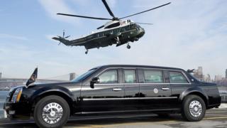 Президентский автомобиль и вертолет
