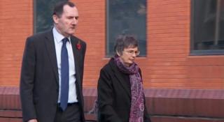 Eileen Coull arriving at Leicester Crown Court