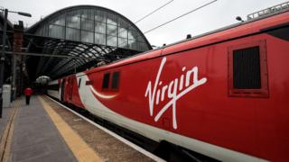 Image of a Virgin east coast train at London's Kings Cross train station
