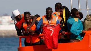 Rescued migrants arrive in Spain