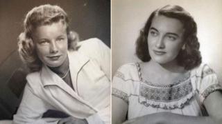 Fotos en blanco y negro de las hermanas Martha Young Williams (izquierda) y Jean Young Haley (derecha).
