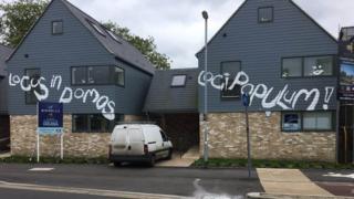 Graffiti on homes in Chesterton