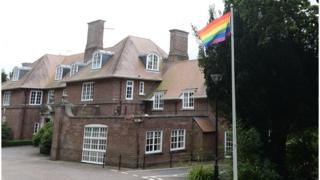 Pride flag at Stormont House