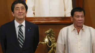 日本首相安倍晋三和菲律宾总统杜特尔特