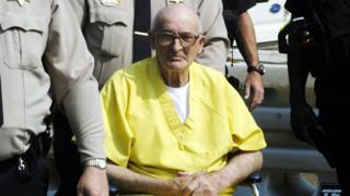 Edgar Ray Killen, seen in a yellow prison-issue jumpsuit, in 2005