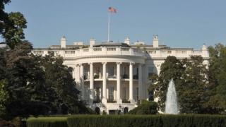 An exterior view of the White House