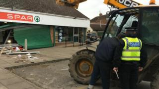 Police officers with digger