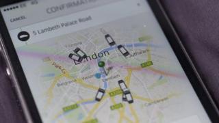Pantalla que muestra la aplicación de Uber