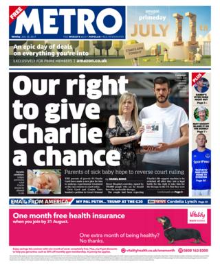 Metro front page