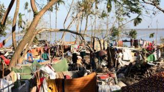 সিডরে বিধ্বস্ত একটি গ্রাম।