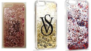 iPhone cases containing liquid and glitter