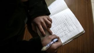 child writes