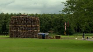 The loyalist bonfire at Inverary playing fields is one of four sites affected by a High Court injunction banning any more material being added to the pile